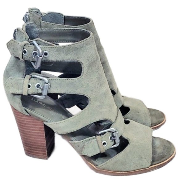 Marc Fisher Green Suede Sandals - Picture 1 of 4